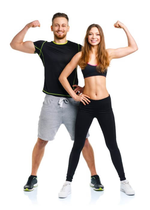 A-delighted-couple-striking-a-bodybuilding-pose